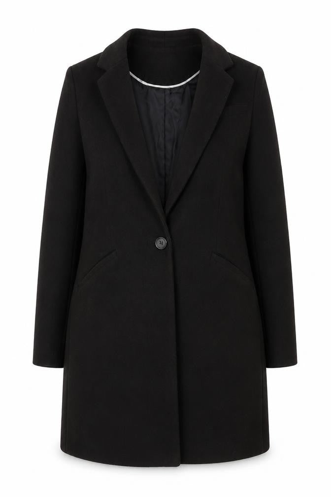 Atmosphere Women Black Long Overcoat Size 10 Classic Lined