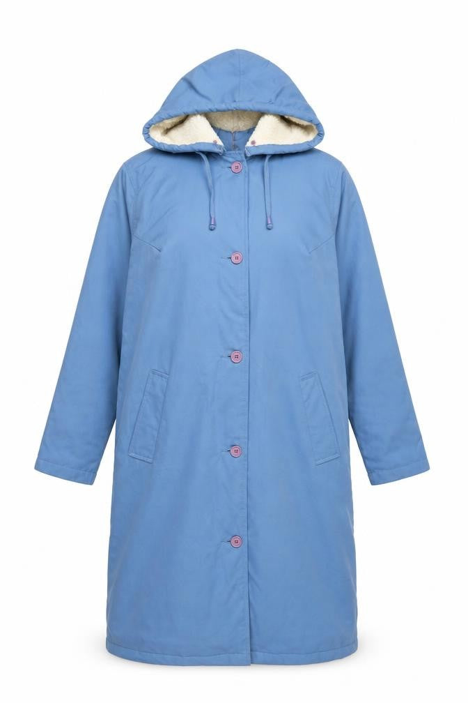 Classics Women Blue Hooded Long Parka Coat Size 12