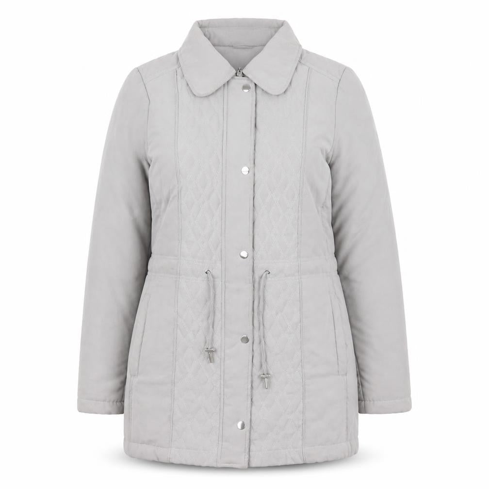 Bonmarché Women’s Grey Quilted Mid-Length Jacket Size 14 Polyester Blend