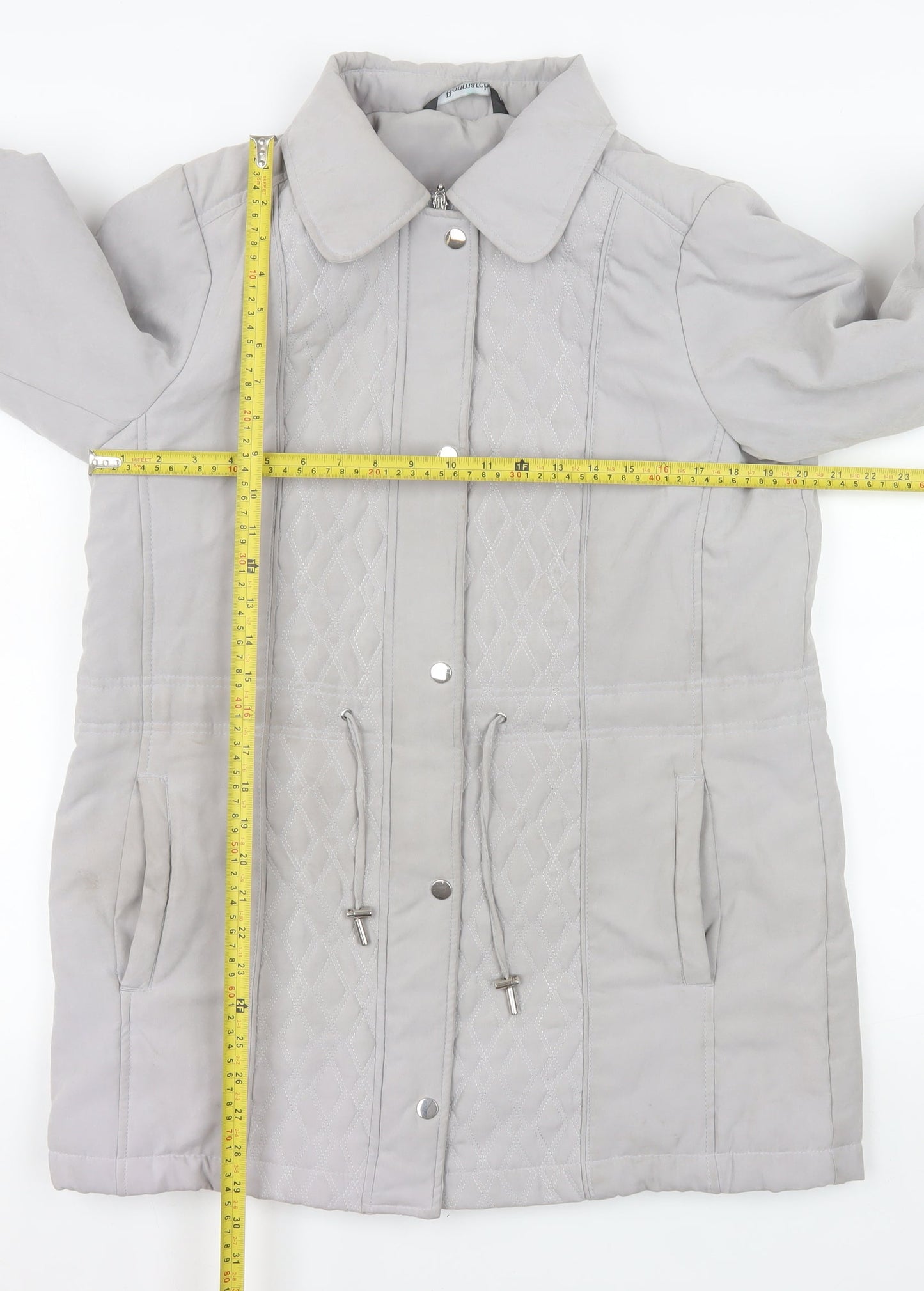 Bonmarché Women’s Grey Quilted Mid-Length Jacket Size 14 Polyester Blend