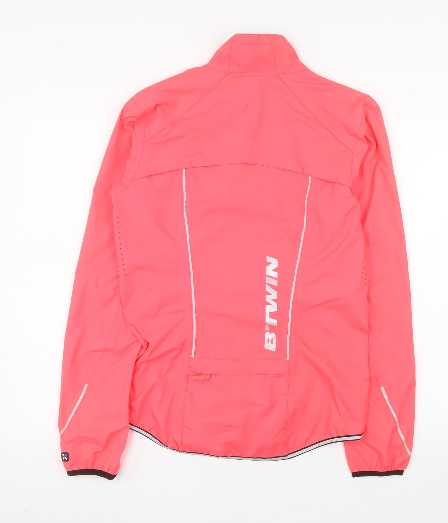 B'Twin Women's Pink Windbreaker Cycling Jacket Size 10 Reflective Lightweight