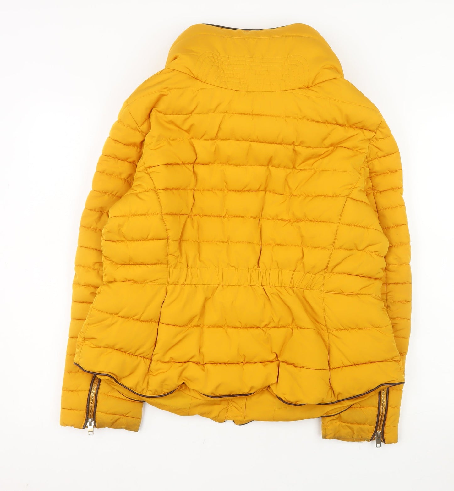 Zara Womens Yellow Belted Puffer Jacket Size 18 Polyester Winter Coat