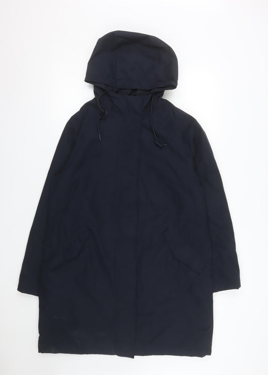 Marks and Spencer Womens Blue Hooded Parka Coat Size 10 Long