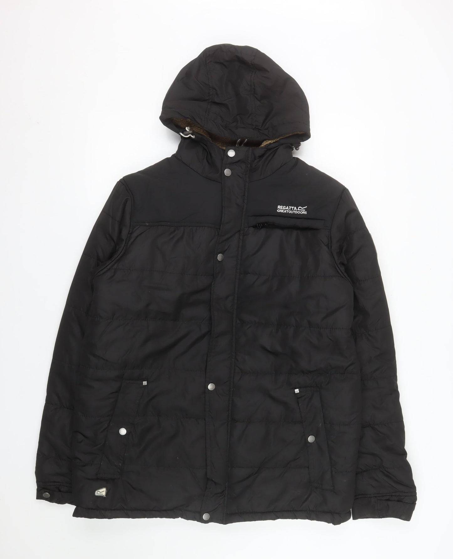 Regatta Mens Black L Hooded Puffer Jacket Winter Outdoor Coat