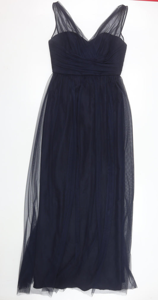 Amsale Women Blue Size 10 Fit & Flare Chiffon Midi Dress