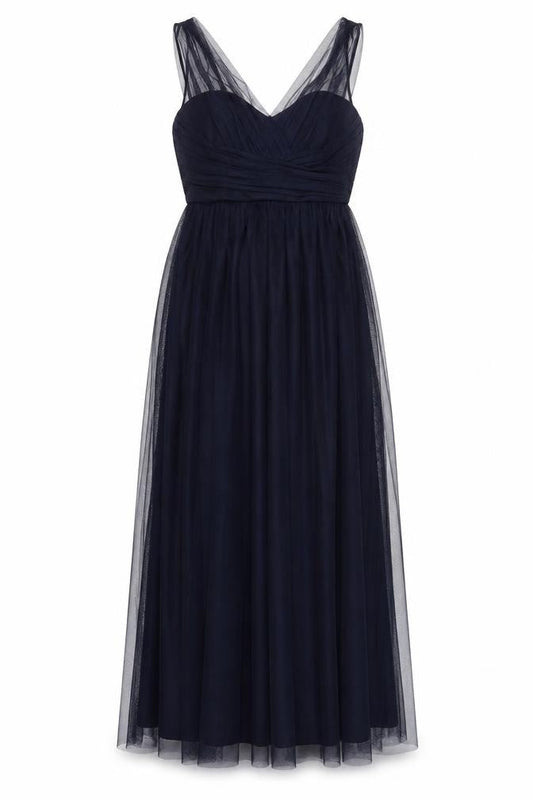 Amsale Women Blue Size 10 Fit & Flare Chiffon Midi Dress