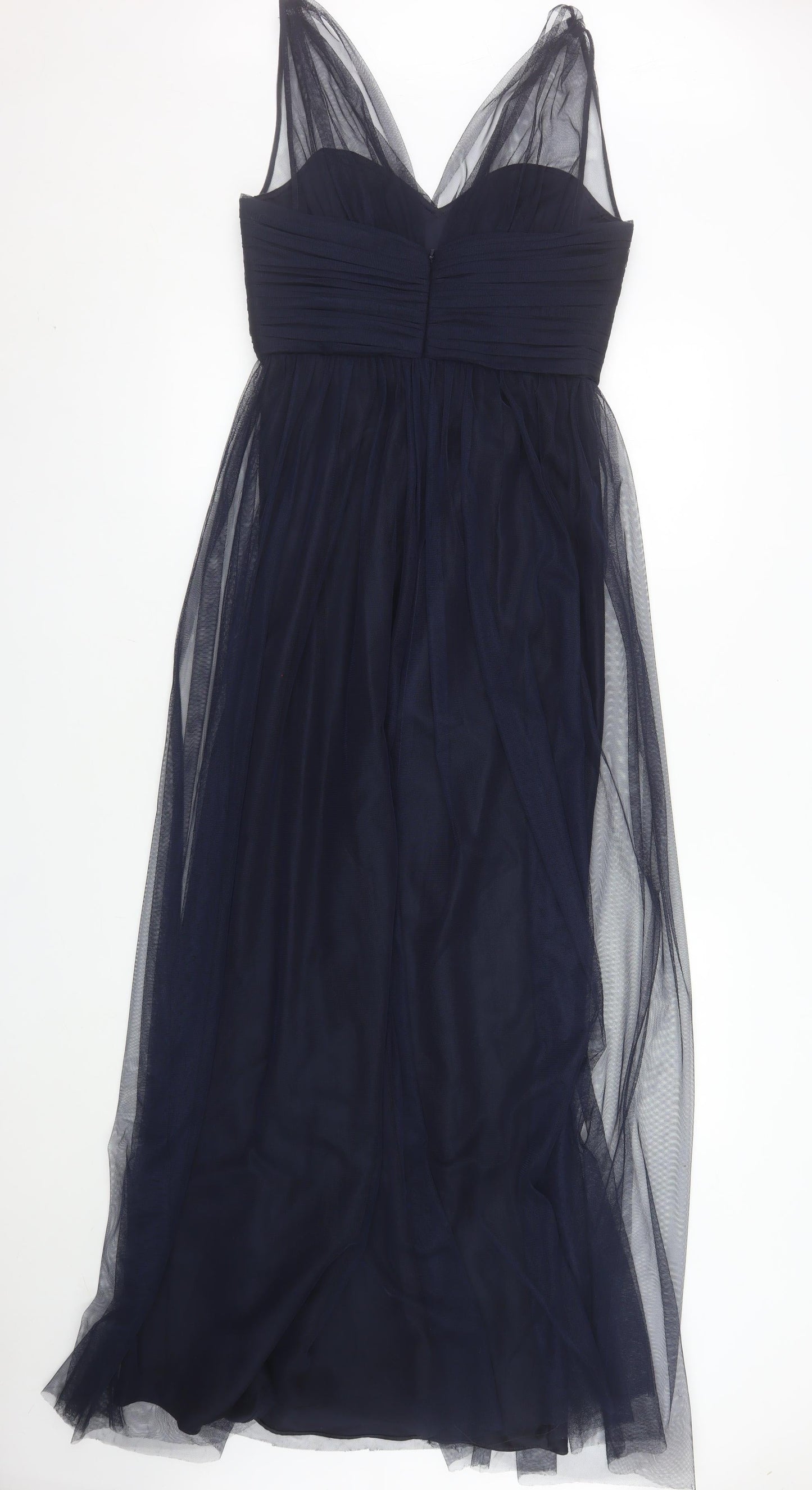 Amsale Women Blue Size 10 Fit & Flare Chiffon Midi Dress