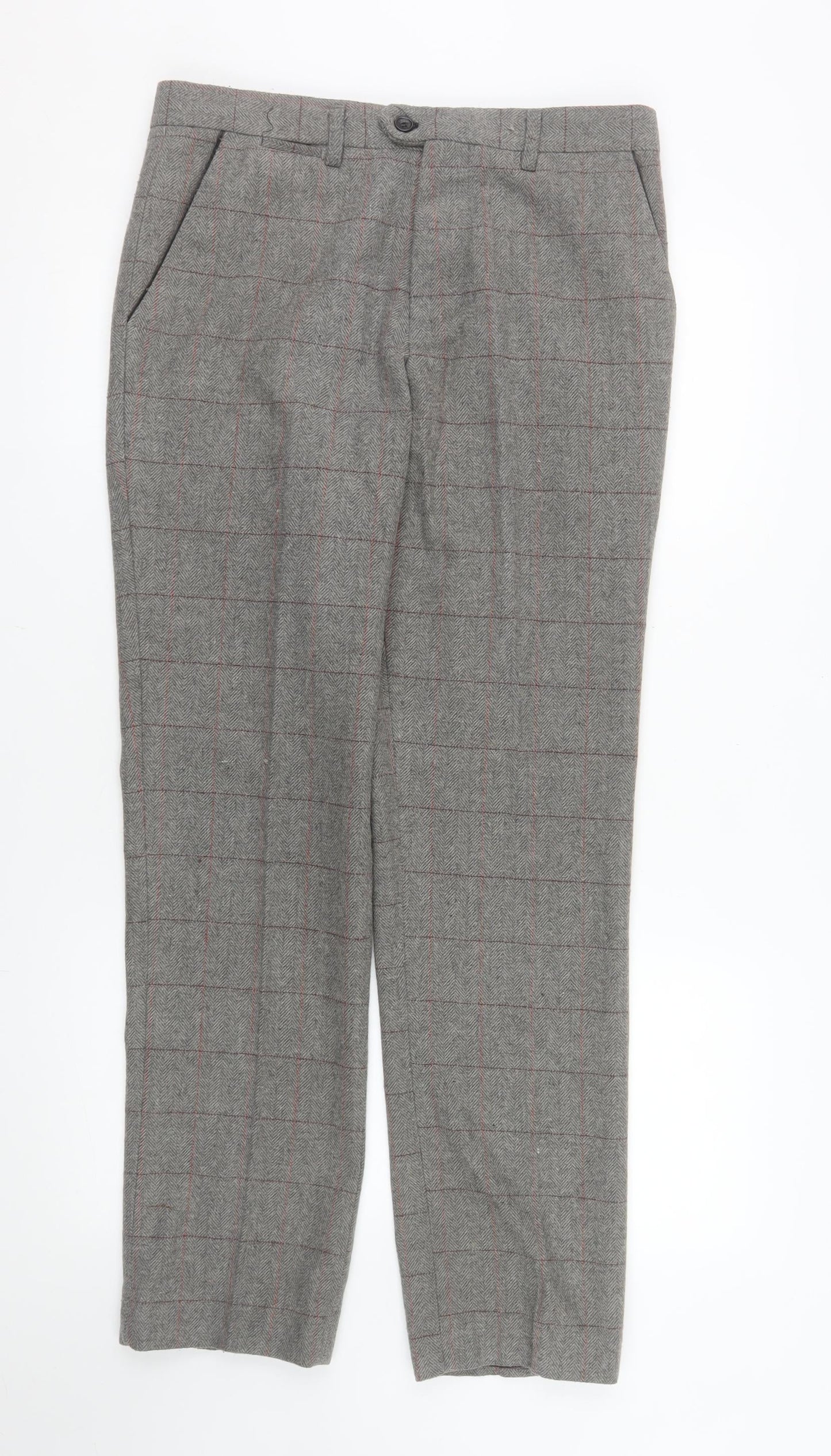 Marc Darcy Womens Grey Check Tweed Dress Pants Size 12 Regular