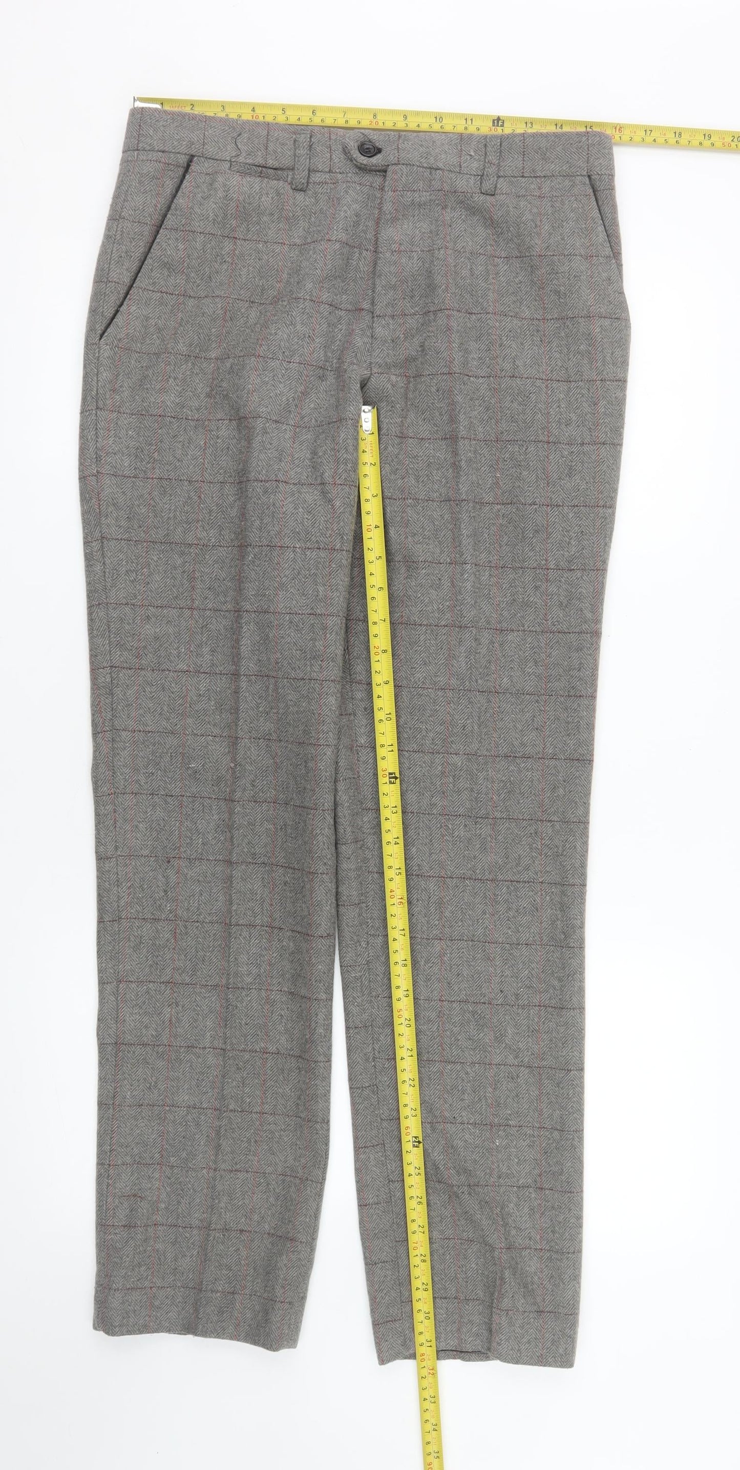 Marc Darcy Womens Grey Check Tweed Dress Pants Size 12 Regular