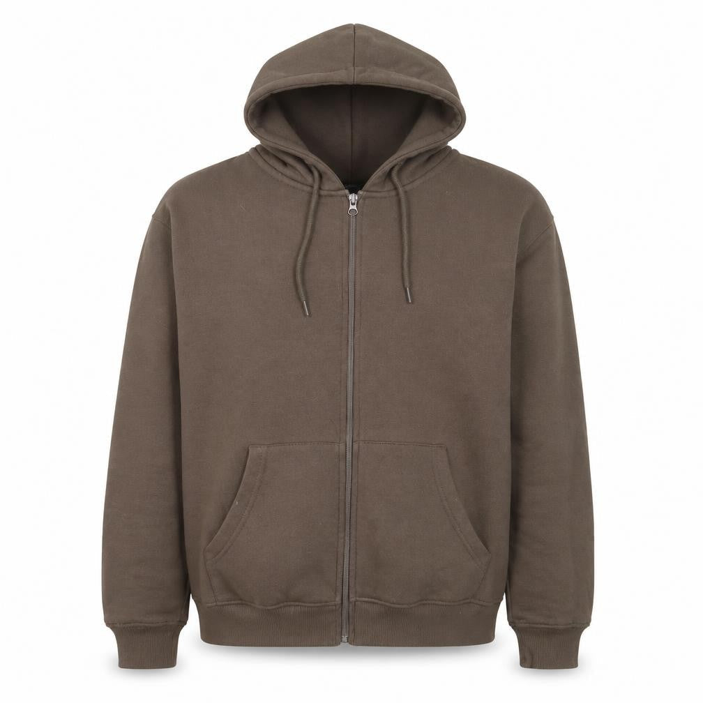 North West Men Brown M Full Zip Hooded Fleece Jacket