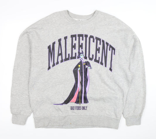 Disney Women Grey Maleficent Graphic Pullover Sweatshirt XS