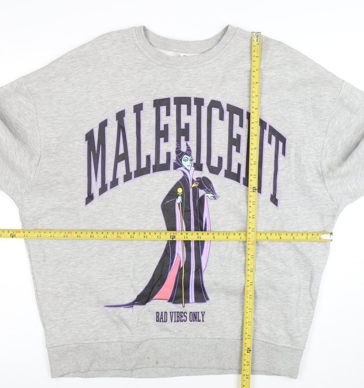 Disney Women Grey Maleficent Graphic Pullover Sweatshirt XS