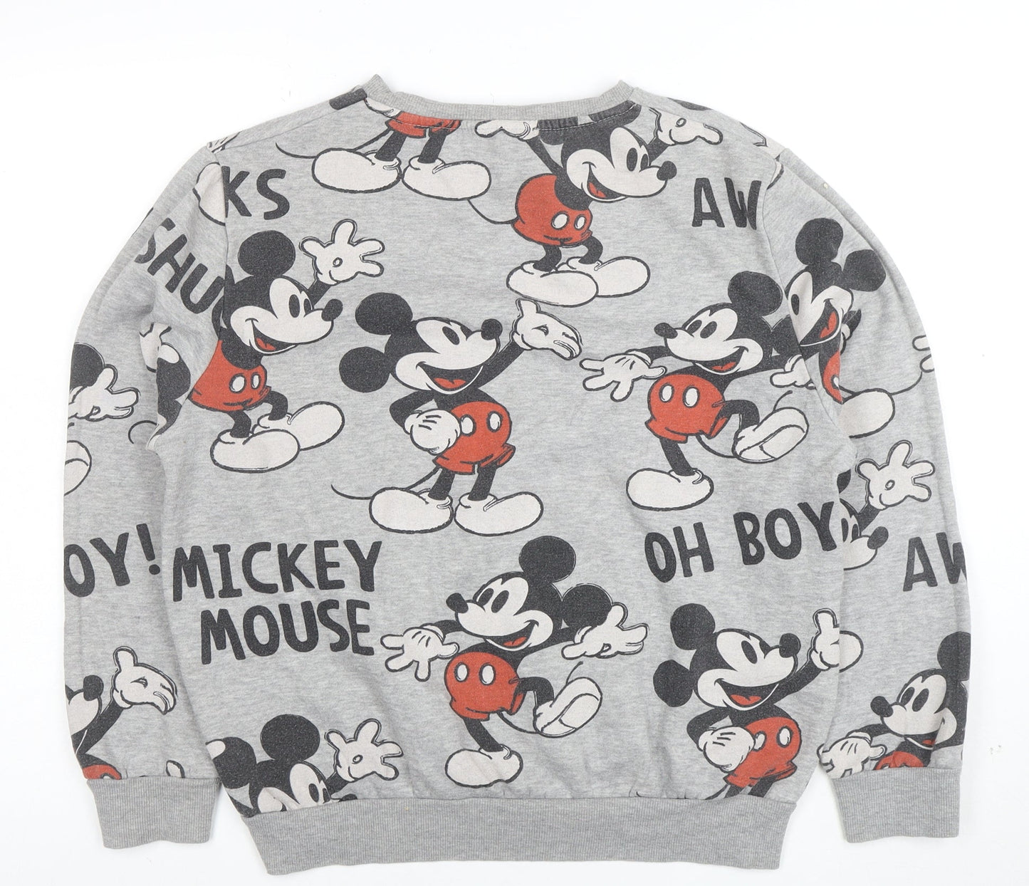 Disney Women Grey Mickey Mouse Print Pullover Sweatshirt M