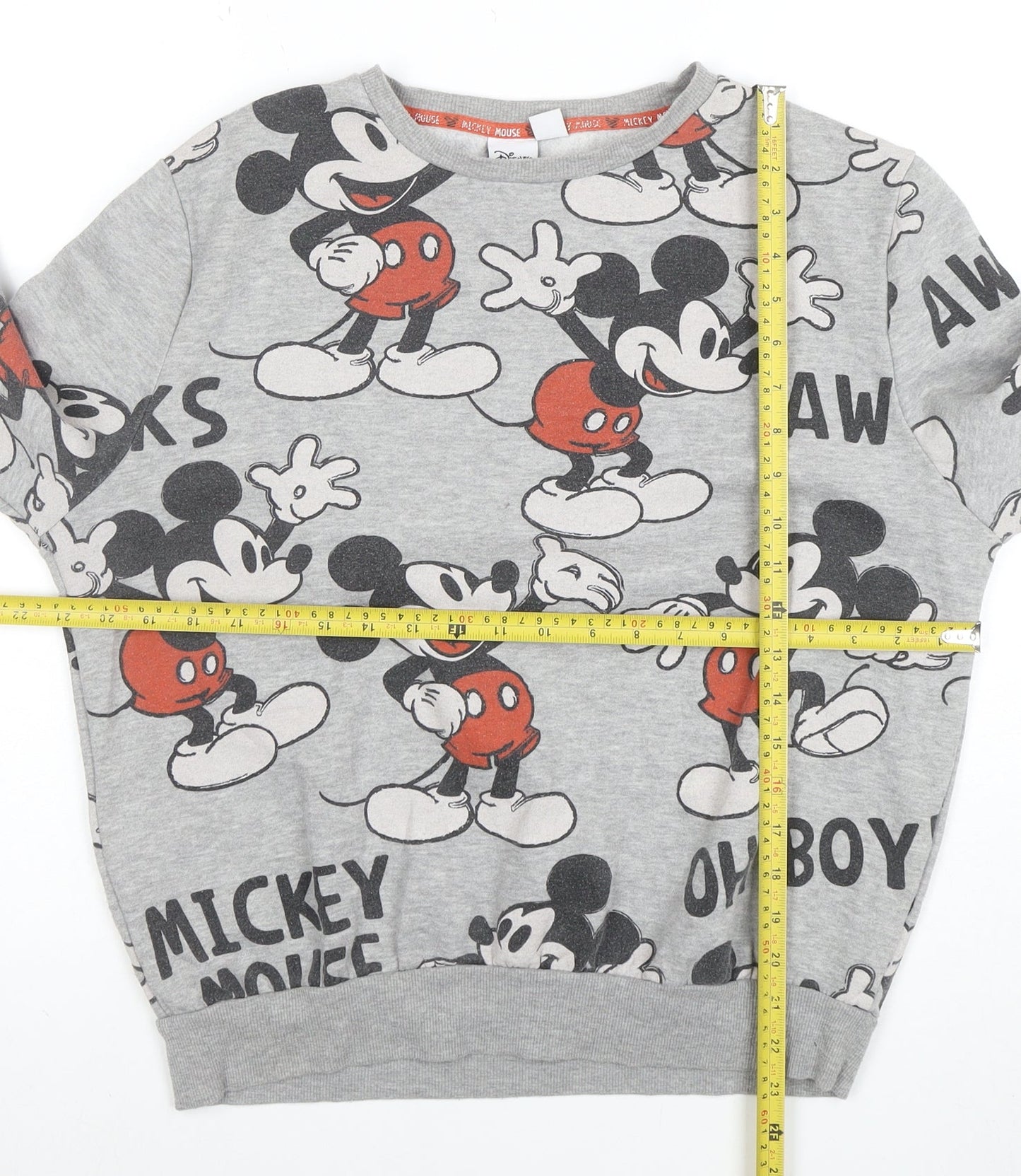 Disney Women Grey Mickey Mouse Print Pullover Sweatshirt M