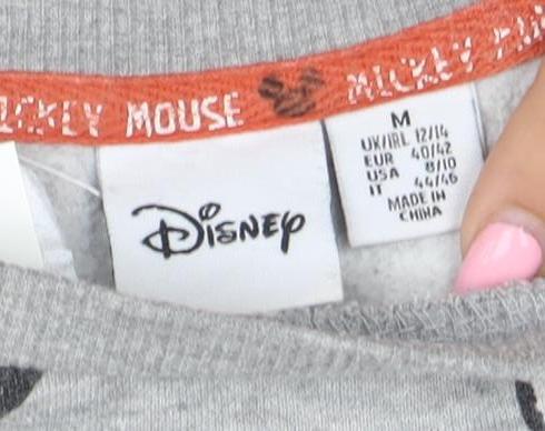 Disney Women Grey Mickey Mouse Print Pullover Sweatshirt M