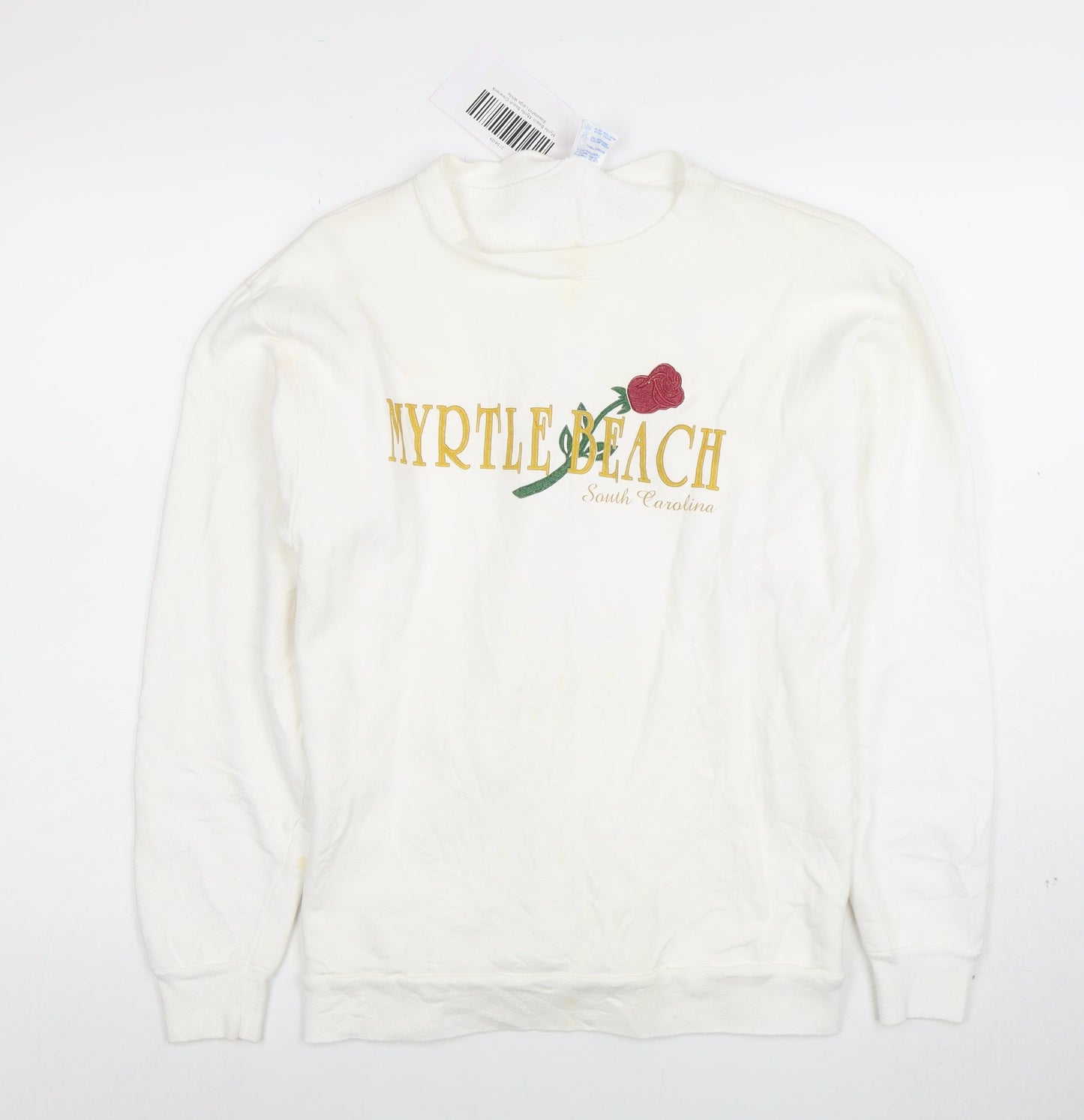 Ocean Fashion Women White Pullover Sweatshirt L Embroidered Myrtle Beach USA