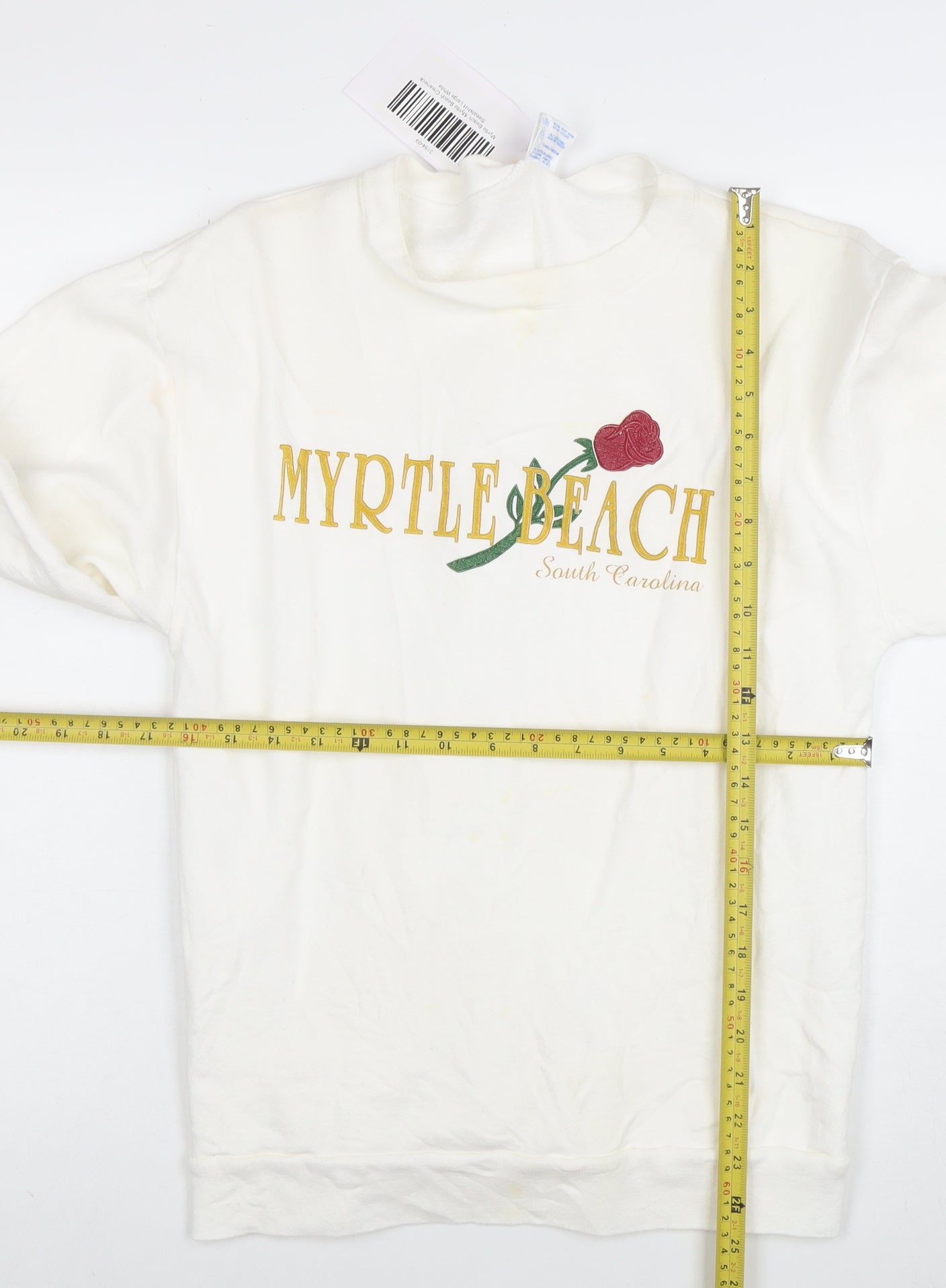 Ocean Fashion Women White Pullover Sweatshirt L Embroidered Myrtle Beach USA