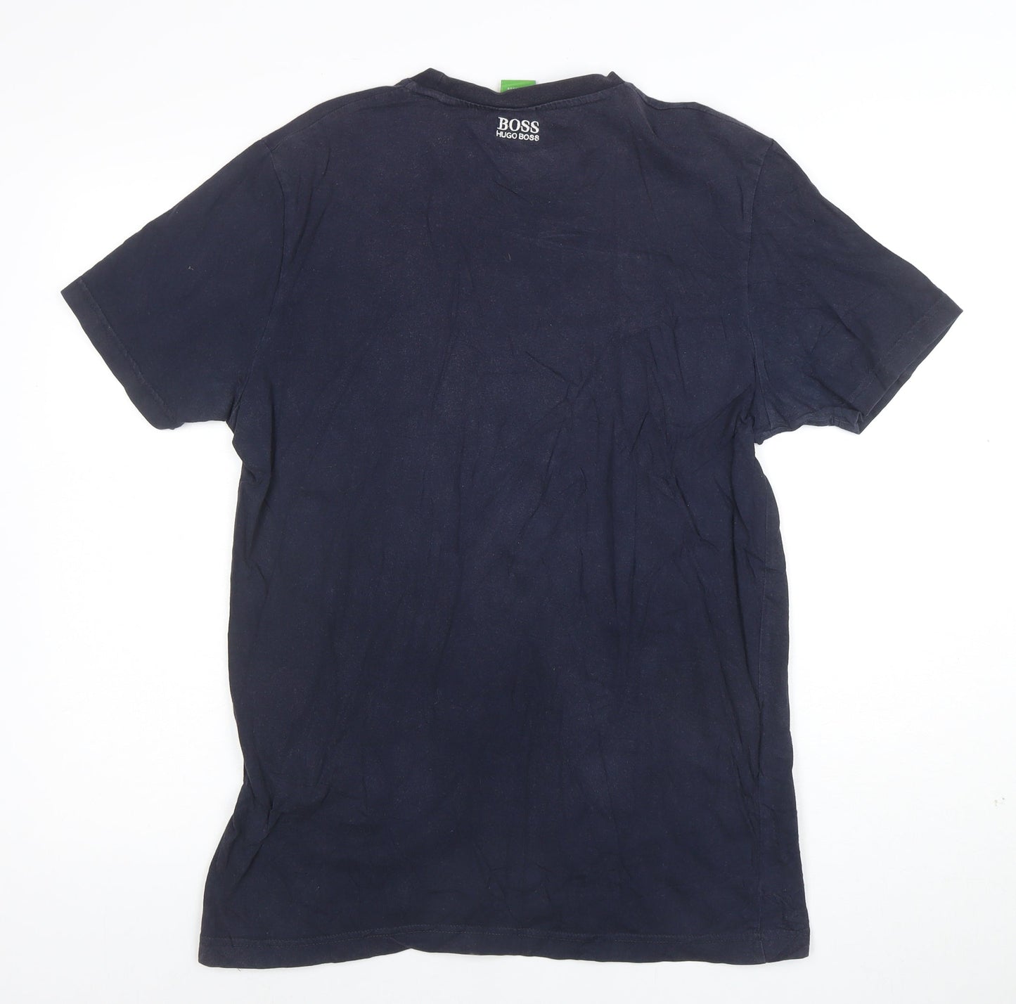 Hugo Boss Men's Blue Graphic Logo Cotton Crew Neck T-Shirt Size M