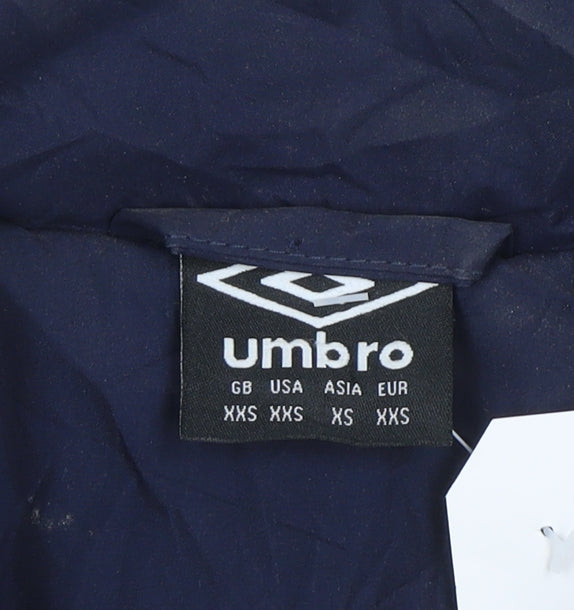 Umbro Boys Blue Waterproof Hooded Puffer Jacket 2XS Winter Football Coat