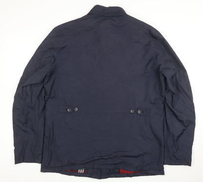Back view of Beverly Hills Polo Club Men's Navy L Buttoned Mid-Length Jacket