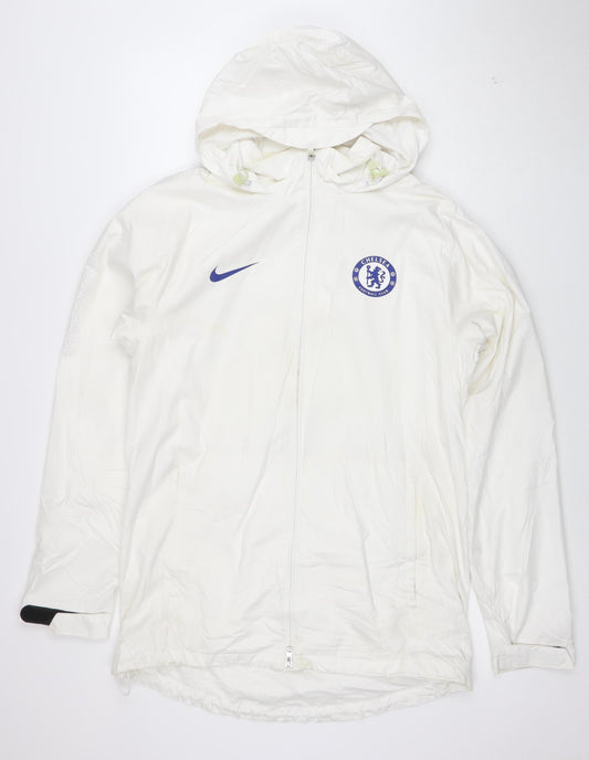 Nike Men's White M Windbreaker Hooded Football Jacket