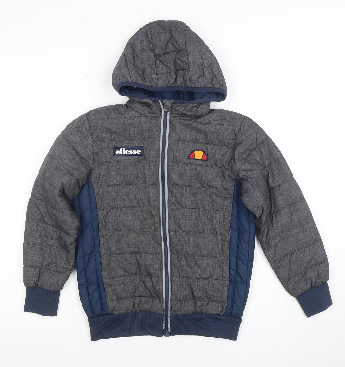 Ellesse Boys Grey Blue Full Zip Hooded Hoodie Jacket Size 6/8