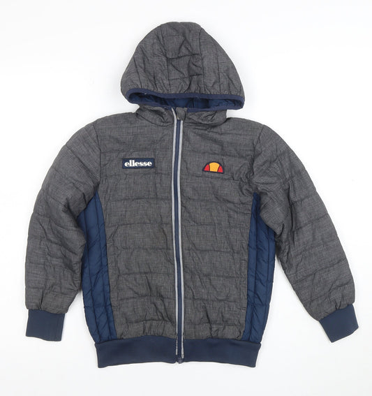 Ellesse Boys Grey Blue Full Zip Hooded Hoodie Jacket Size 6/8