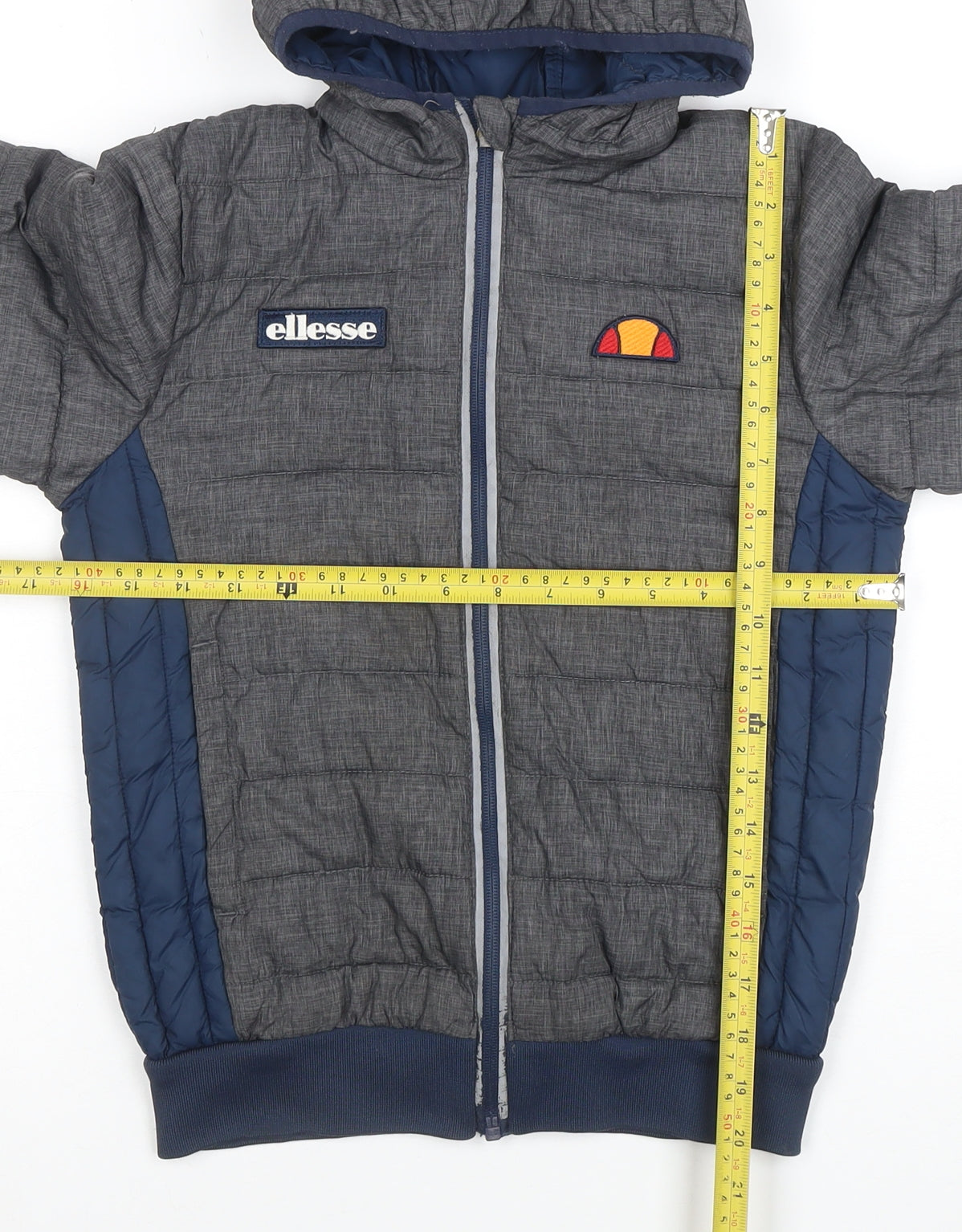 Ellesse Boys Grey Blue Full Zip Hooded Hoodie Jacket Size 6/8
