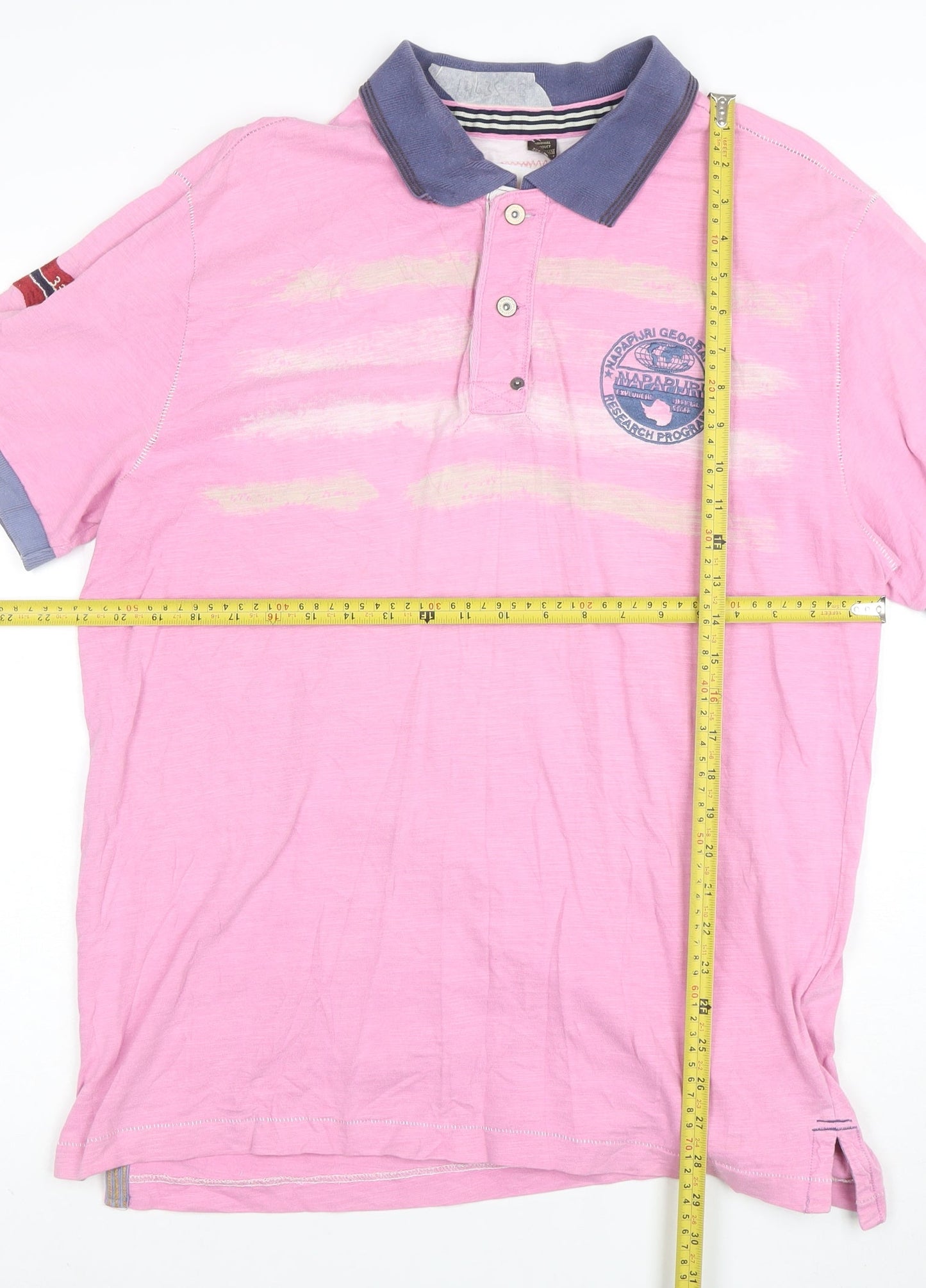 Napapijri Men's Pink 2XL Cotton Short Sleeve Polo Shirt