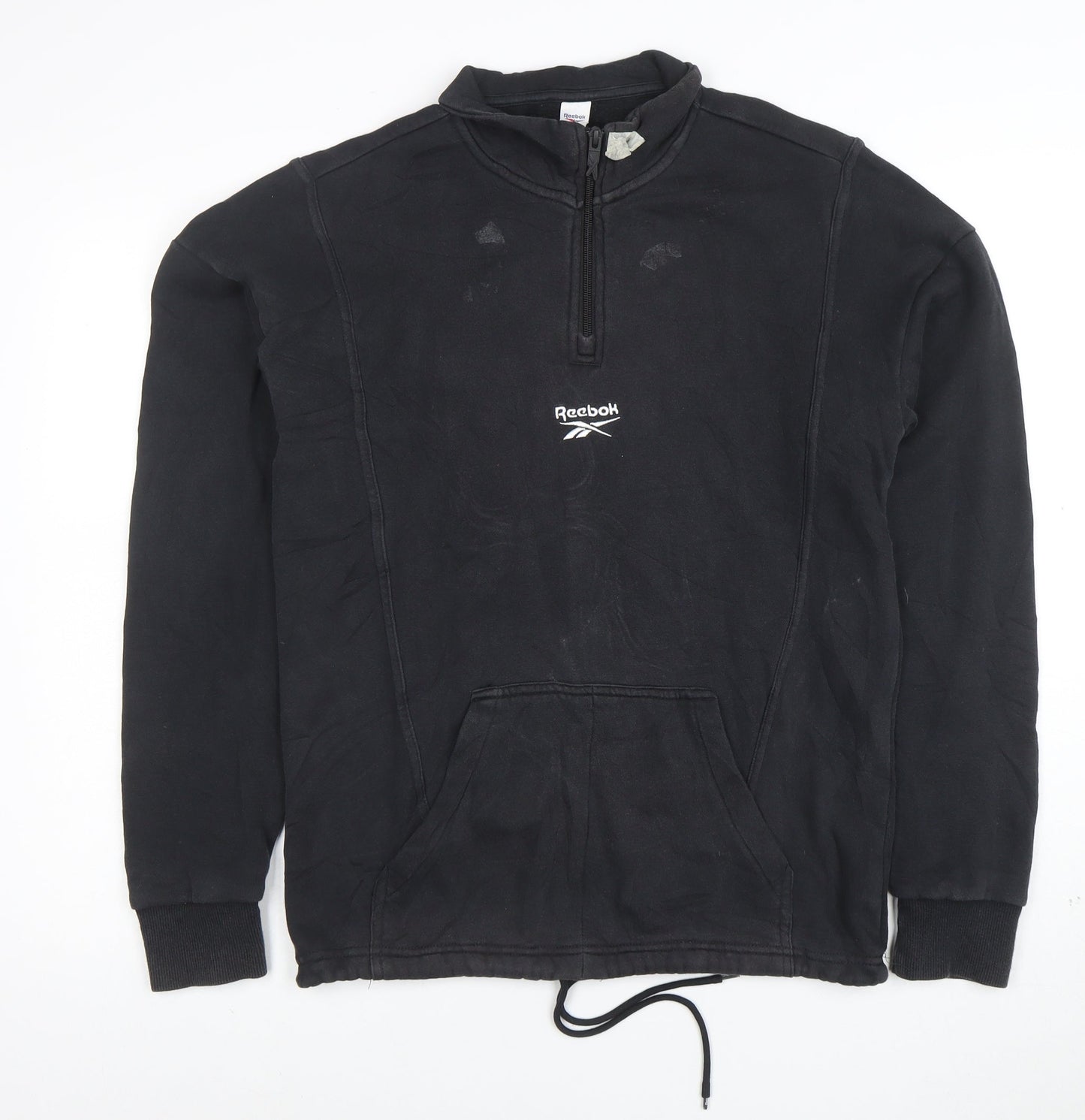 Reebok Womens Black XS 1/4 Zip Pullover Sweatshirt Hoodie