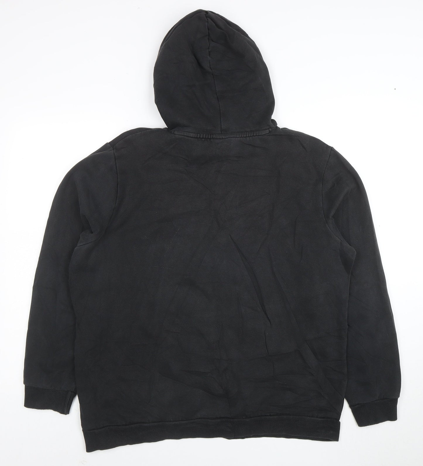 Puma Womens Black Pullover Hoodie L Cotton Blend Logo Sweatshirt
