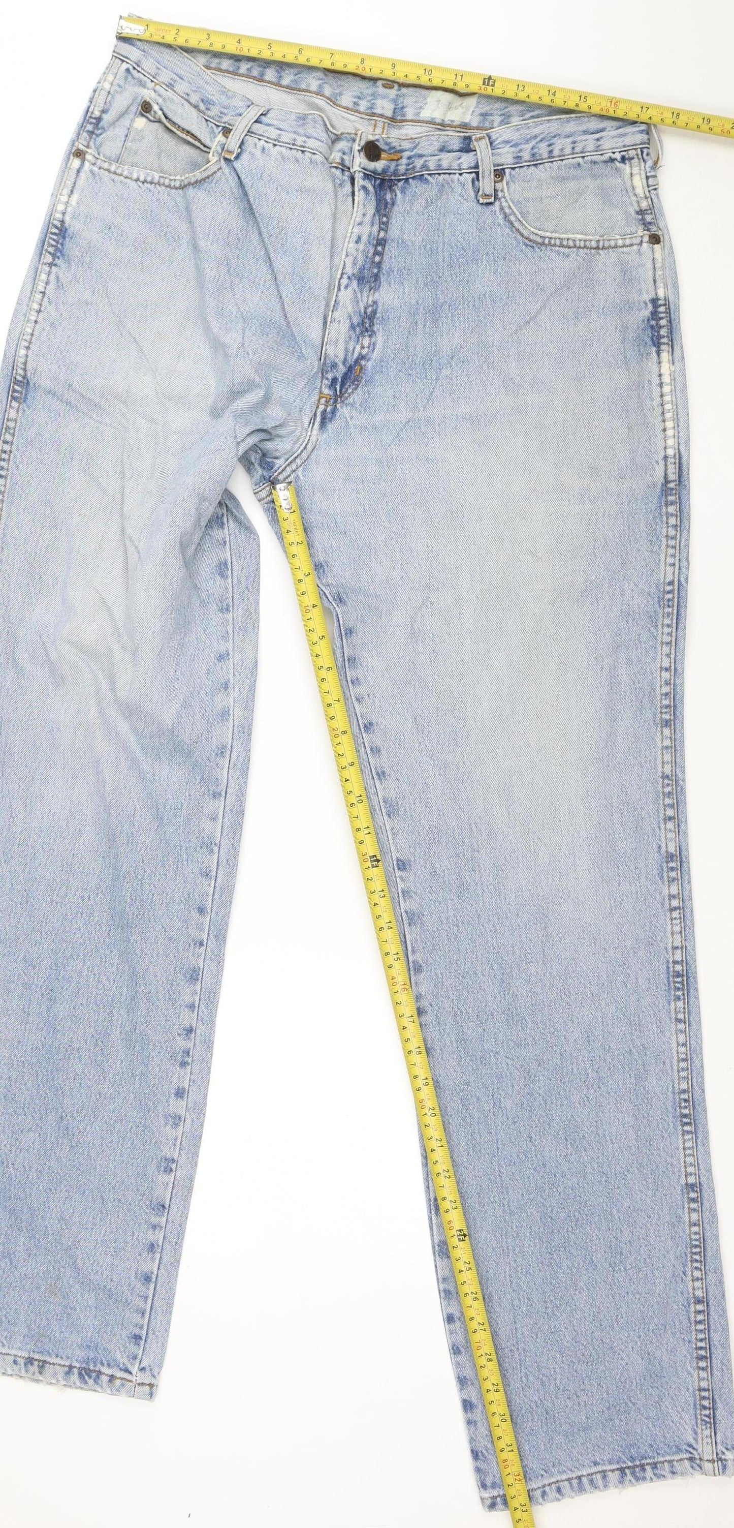 Wrangler Mens Blue 38x31 Straight Leg Vintage Denim Jeans