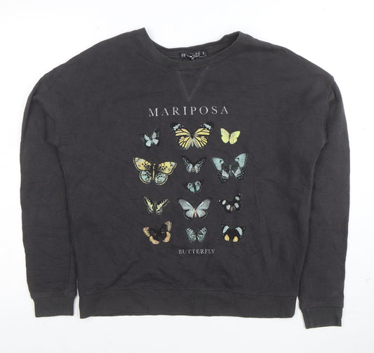 Fifth Sun Womens Black Butterfly Pullover Sweatshirt Size S