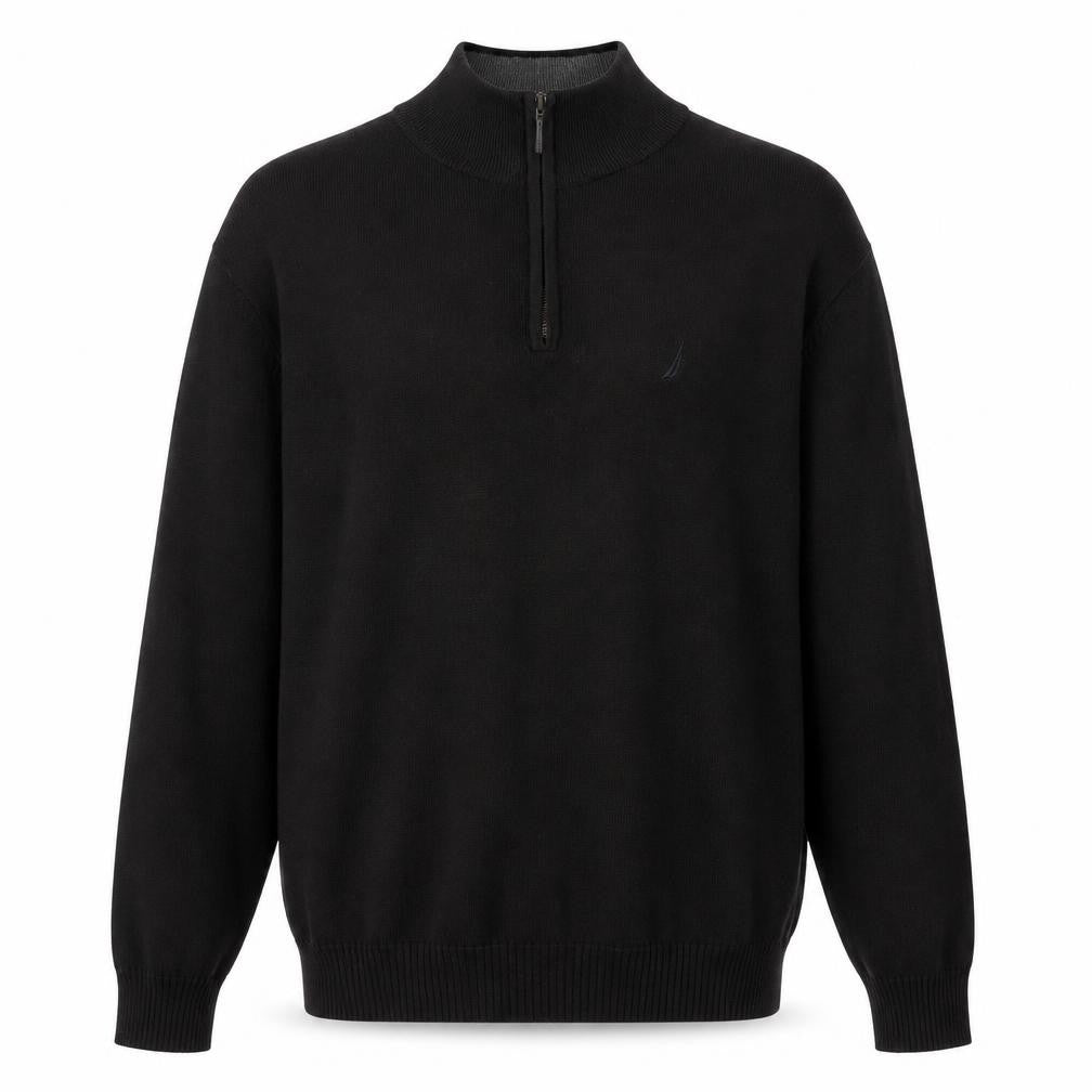 Nautica Men's Black Cotton Half Zip Jumper Size L