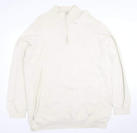 GANT Men Ivory 4XL 1/2 Zip Cotton Jumper Classic Knit Pullover