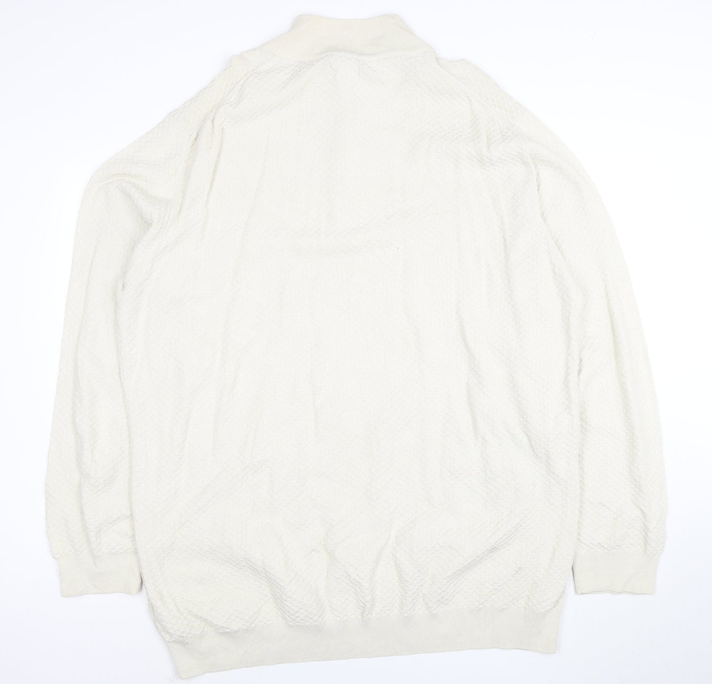 GANT Men Ivory 4XL 1/2 Zip Cotton Jumper Classic Knit Pullover