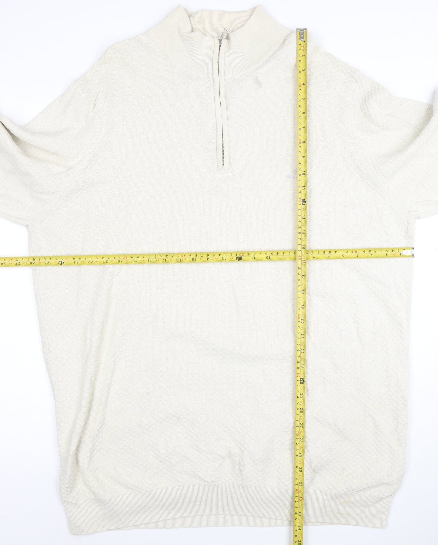 GANT Men Ivory 4XL 1/2 Zip Cotton Jumper Classic Knit Pullover