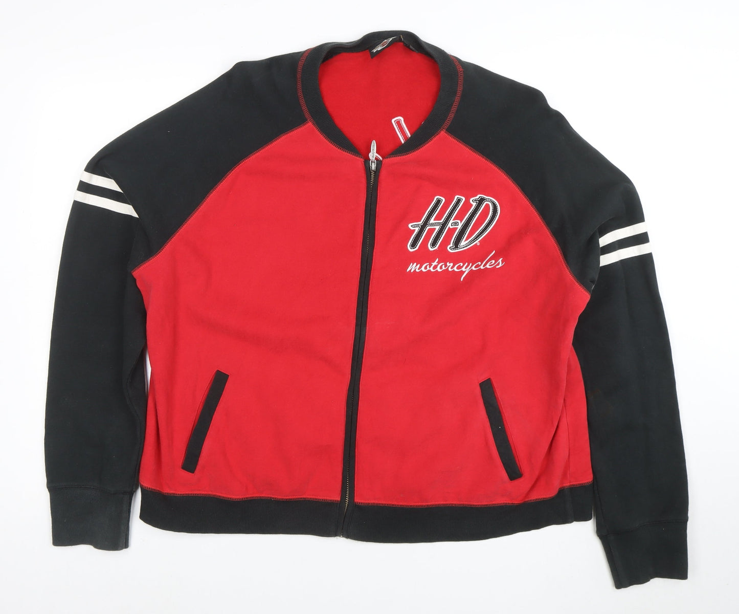 Harley-Davidson Men’s Red Black Full Zip Sweatshirt 2XL Embroidered Logo