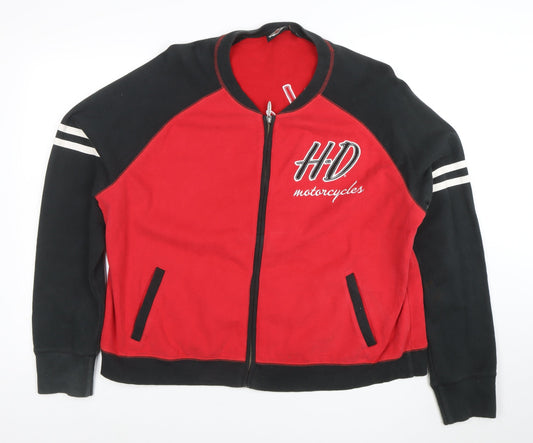 Harley-Davidson Men’s Red Black Full Zip Sweatshirt 2XL Embroidered Logo
