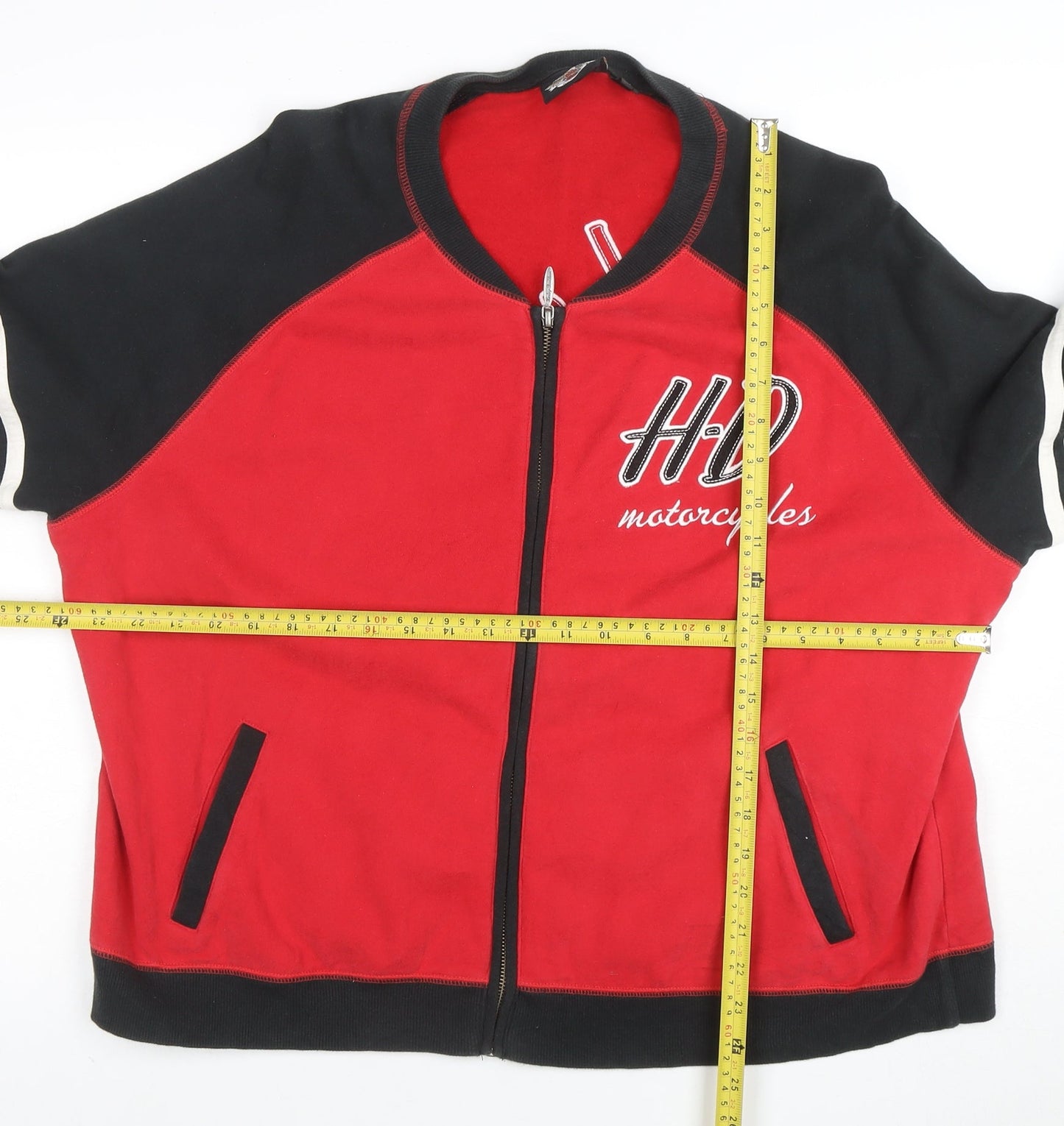 Harley-Davidson Men’s Red Black Full Zip Sweatshirt 2XL Embroidered Logo