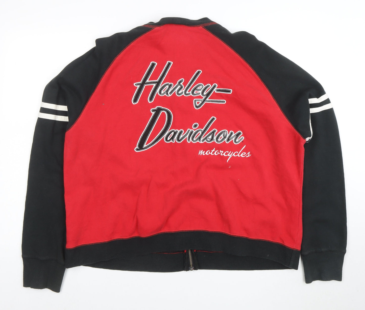 Harley-Davidson Men’s Red Black Full Zip Sweatshirt 2XL Embroidered Logo