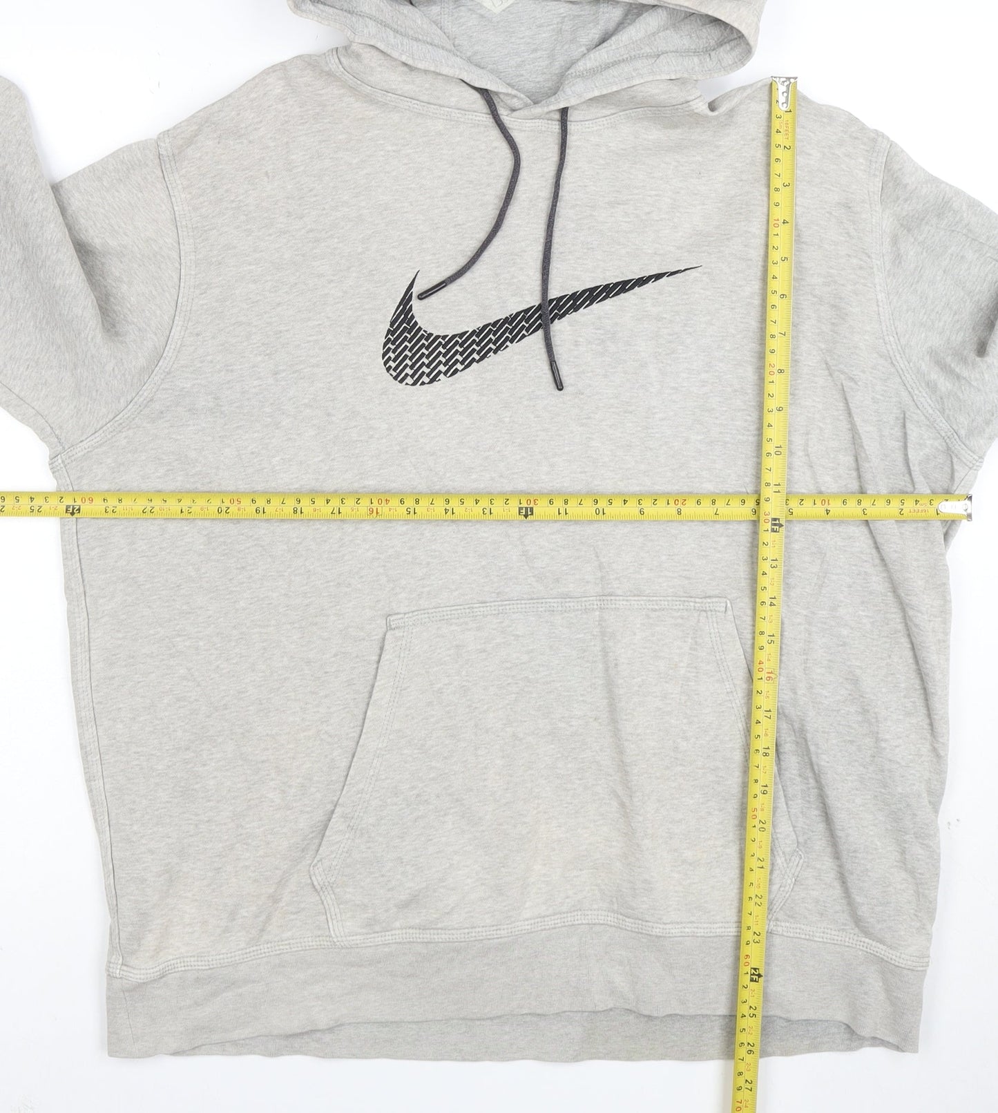 Nike Men's Grey XL Pullover Hoodie with Logo Print