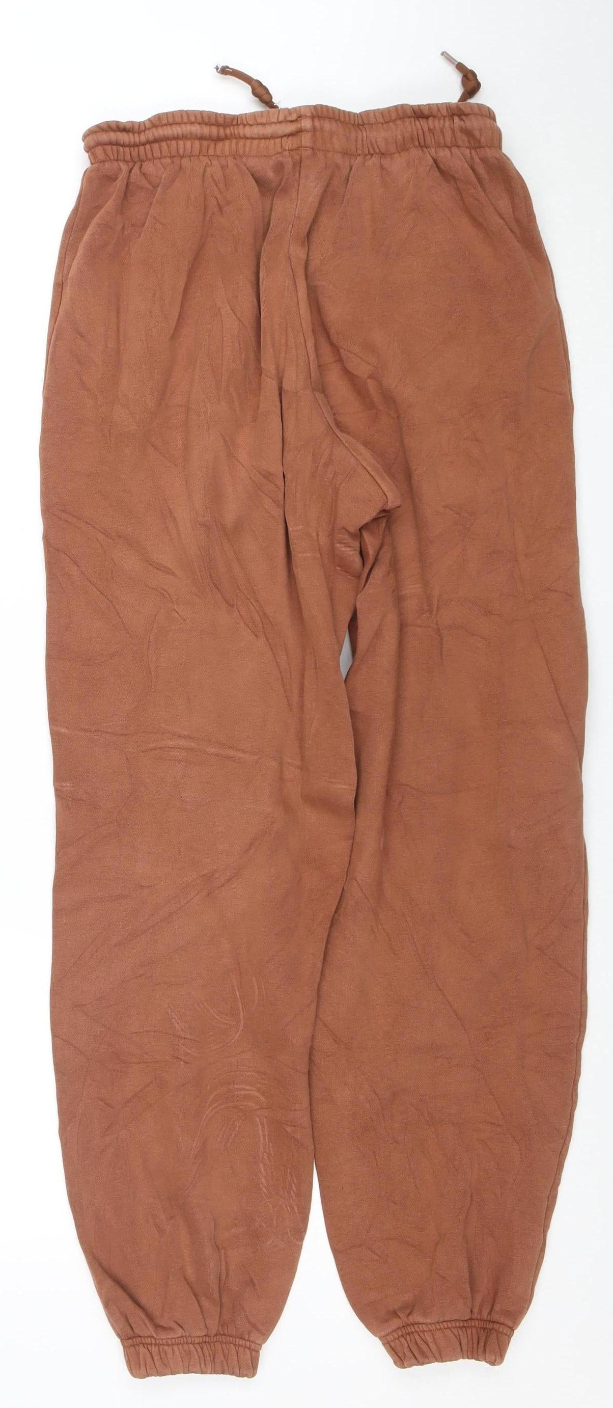 adidas Womens Brown Jogger Trousers UK 6 Relaxed Fit Cotton Blend