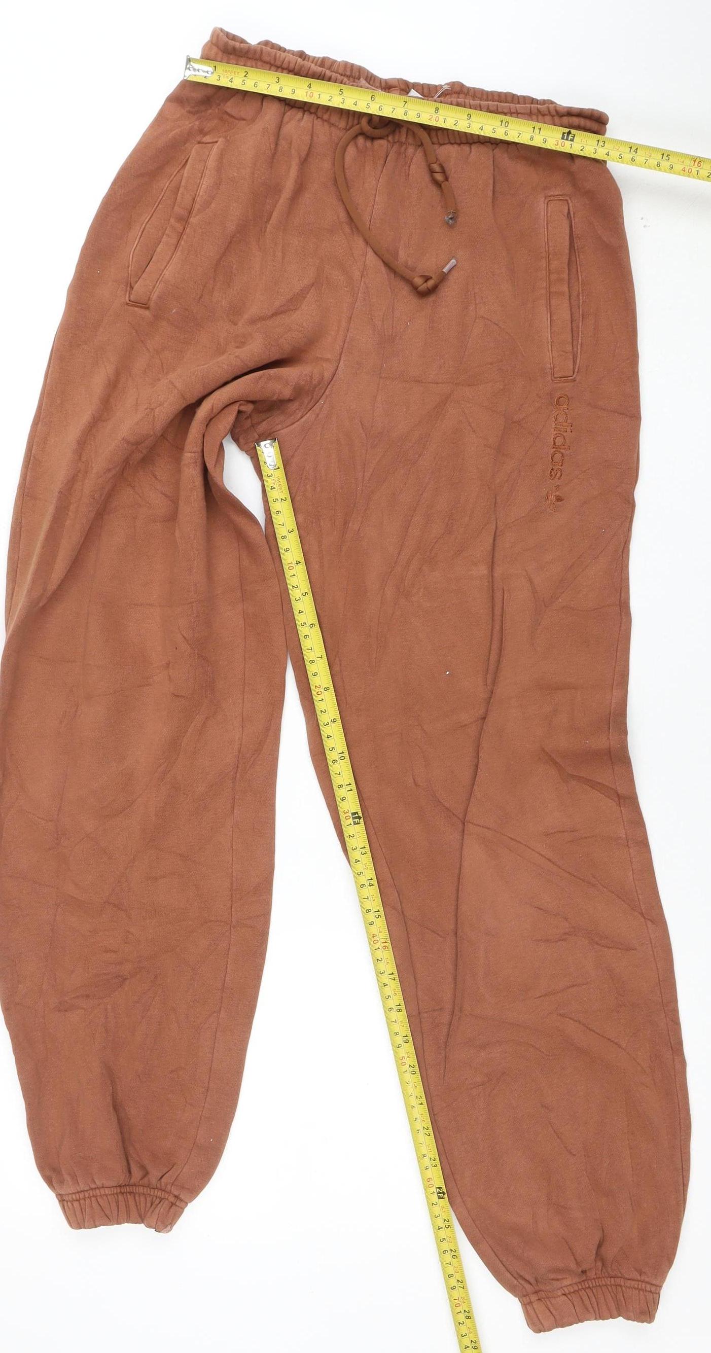 adidas Womens Brown Jogger Trousers UK 6 Relaxed Fit Cotton Blend