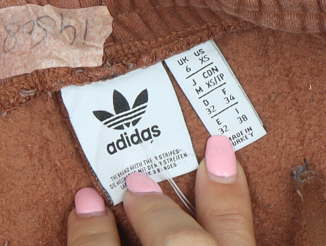 adidas Womens Brown Jogger Trousers UK 6 Relaxed Fit Cotton Blend