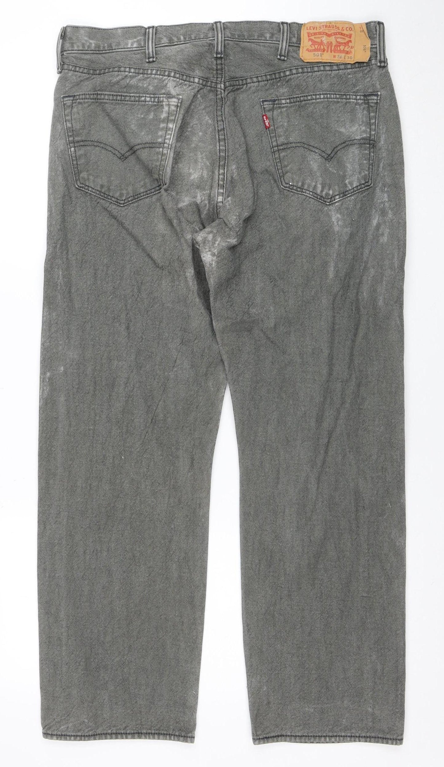 Levi's 501 Men's Grey Straight Jeans W38 L30 Classic Mid Rise Denim