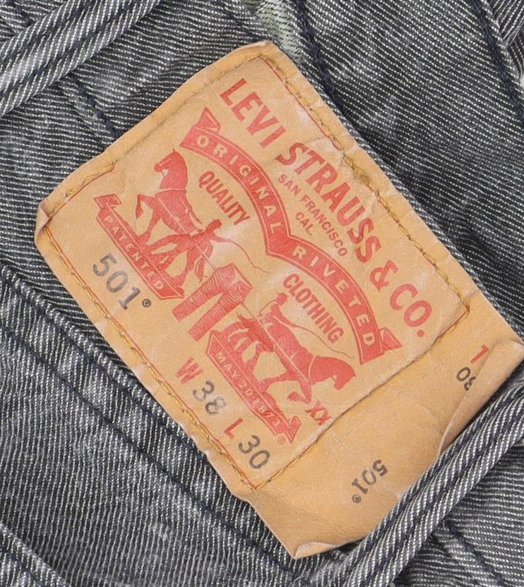 Levi's 501 Men's Grey Straight Jeans W38 L30 Classic Mid Rise Denim