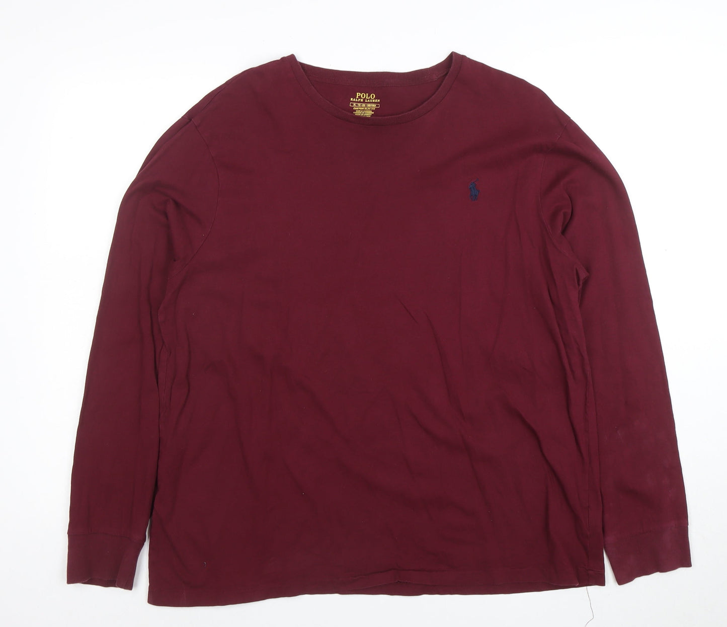 Ralph Lauren Men's Burgundy Long Sleeve Slim Fit Cotton T-Shirt XL