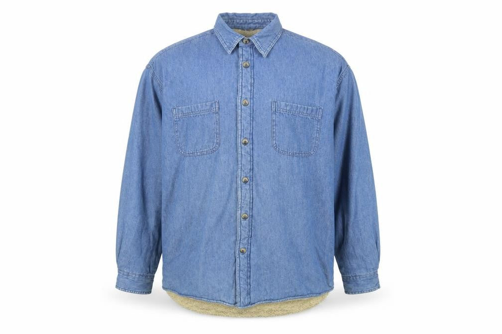 Wrangler Men Blue Denim Sherpa Lined Cotton Jacket XL