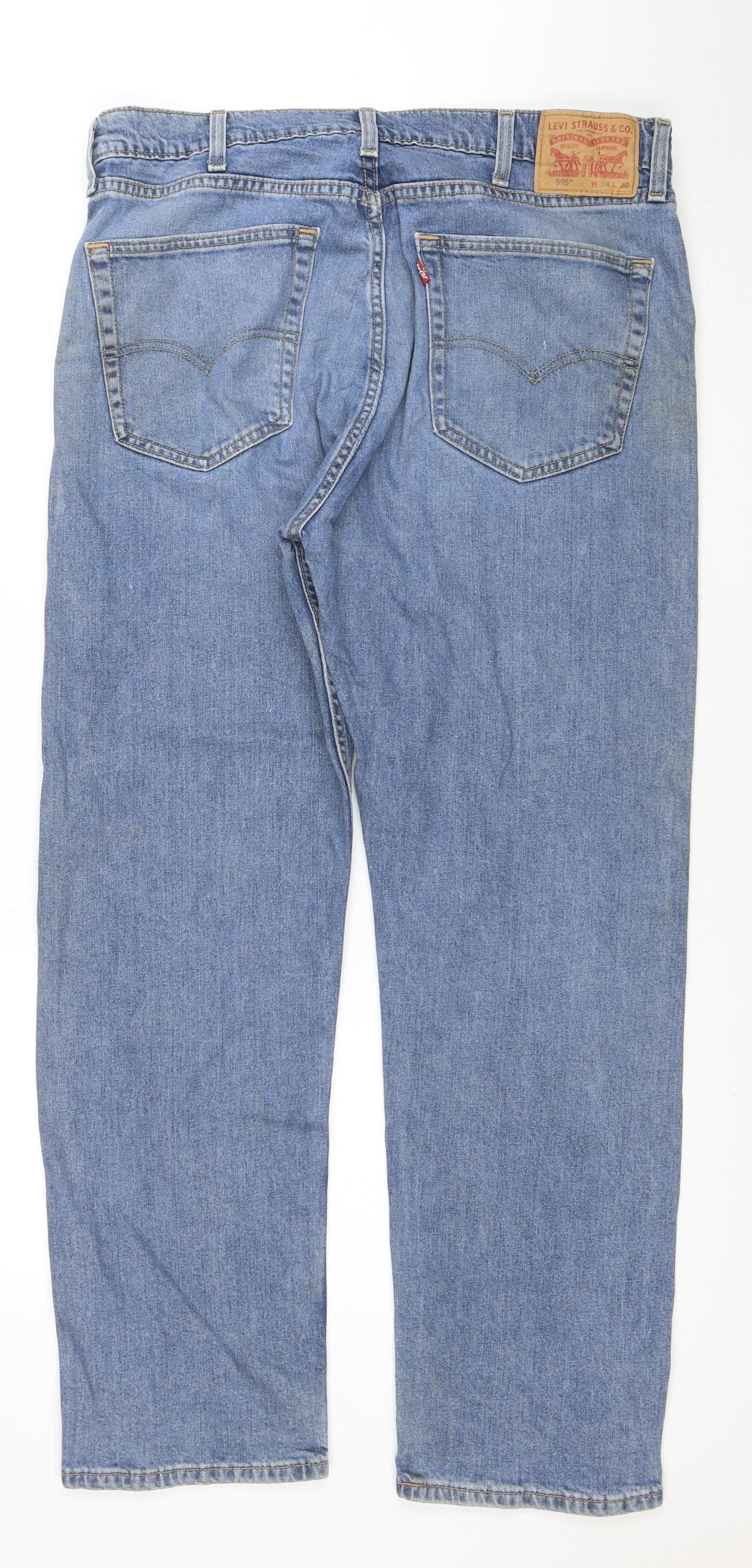 Levi Strauss & Co. Men's Blue 505 Straight Leg Denim Jeans W38 L30